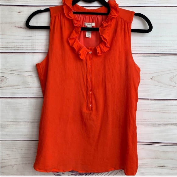 J. Crew Tops - J. CREW Naomi Ruffle Collar Orange Sleeveless Top.